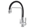 Смеситель VIKO V-5610 для кухни, картридж Ф35мм, с гибким черным изливом, под фильтр, Chrome
