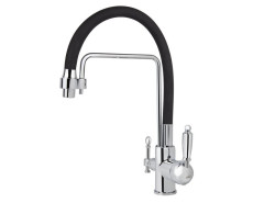 Смеситель VIKO V-5610 для кухни, картридж Ф35мм, с гибким черным изливом, под фильтр, Chrome