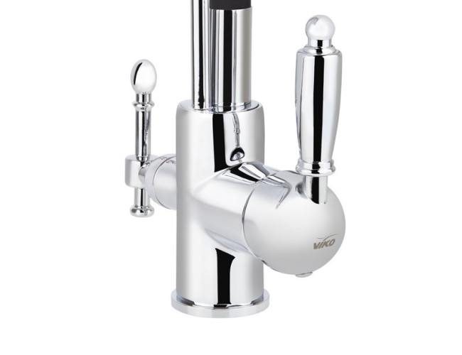 Смеситель VIKO V-5610 для кухни, картридж Ф35мм, с гибким черным изливом, под фильтр, Chrome