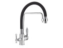 Смеситель VIKO V-5610 для кухни, картридж Ф35мм, с гибким черным изливом, под фильтр, Chrome