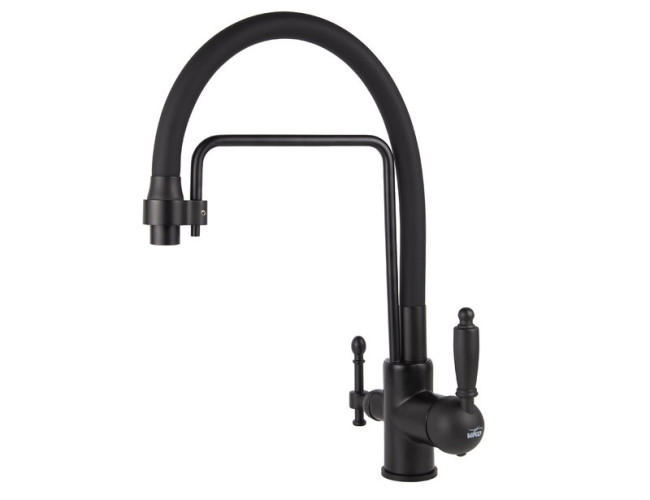 Смеситель VIKO V-5612 для кухни, картридж Ф35мм, с черным гибким изливом, под фильтр, Black