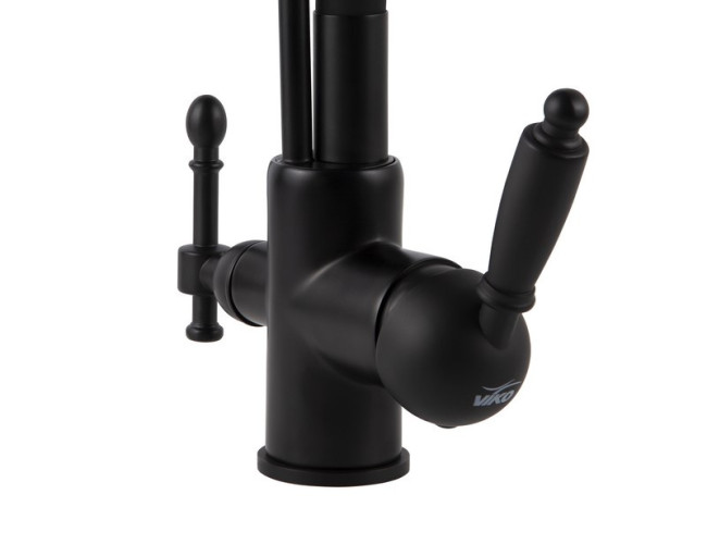 Смеситель VIKO V-5612 для кухни, картридж Ф35мм, с черным гибким изливом, под фильтр, Black