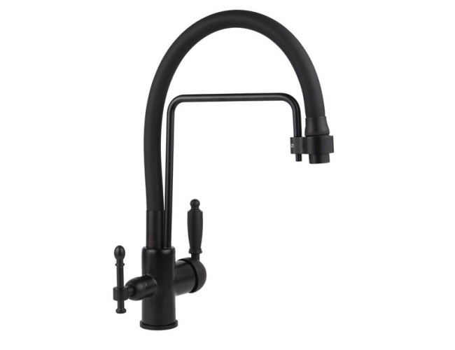 Смеситель VIKO V-5612 для кухни, картридж Ф35мм, с черным гибким изливом, под фильтр, Black