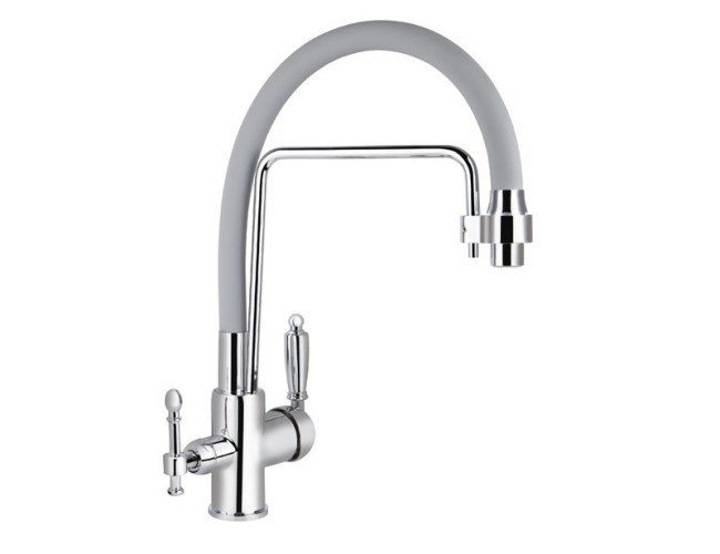 Смеситель VIKO V-5616 для кухни, картридж Ф35мм, с гибким серым изливом, под фильтр, Хром