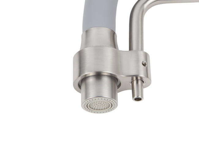 Смеситель VIKO V-5618 для кухни, картридж Ф35мм, с гибким серым изливом, под фильтр, Silver