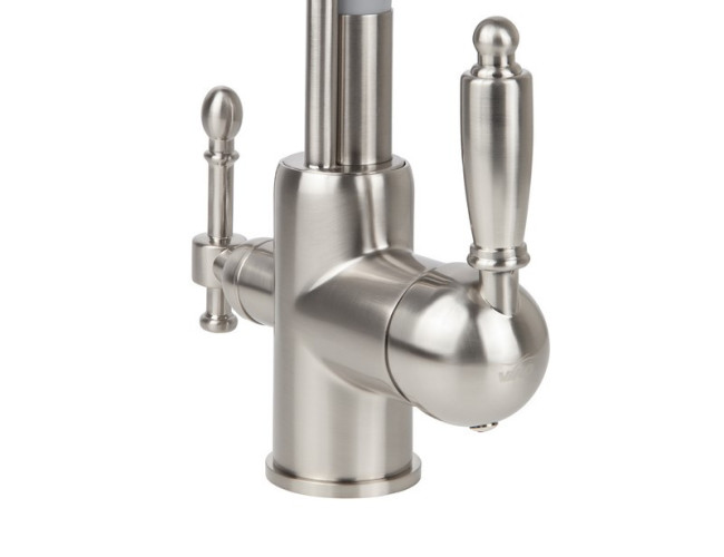 Смеситель VIKO V-5618 для кухни, картридж Ф35мм, с гибким серым изливом, под фильтр, Silver