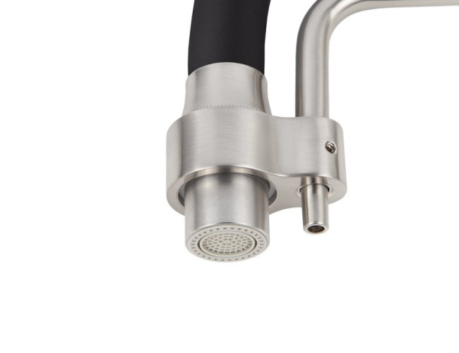 Смеситель VIKO V-5615 для кухни, картридж Ф35мм, с гибким черным изливом, под фильтр, Silver