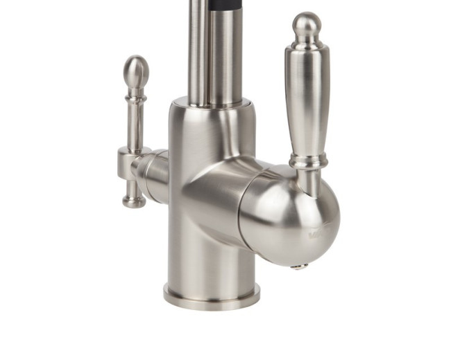 Смеситель VIKO V-5615 для кухни, картридж Ф35мм, с гибким черным изливом, под фильтр, Silver