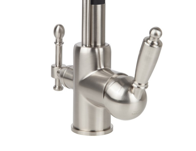 Смеситель VIKO V-5615 для кухни, картридж Ф35мм, с гибким черным изливом, под фильтр, Silver