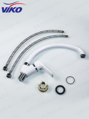 Смеситель VIKO V-4144 для кухни, белый/хром