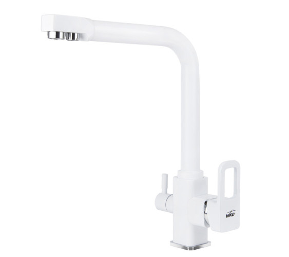 Смеситель VIKO V-5704 для кухни, картридж Ф35мм, под фильтр, латунь, с гайкой, White