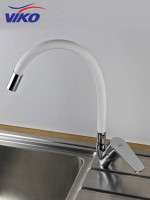 Смеситель VIKO V-4148 для кухни, с гибким БЕЛЫМ изливом