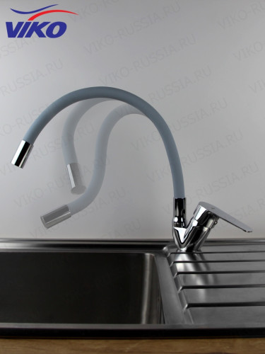 Смеситель VIKO V-4168 для кухни, с гибким СЕРЫМ изливом