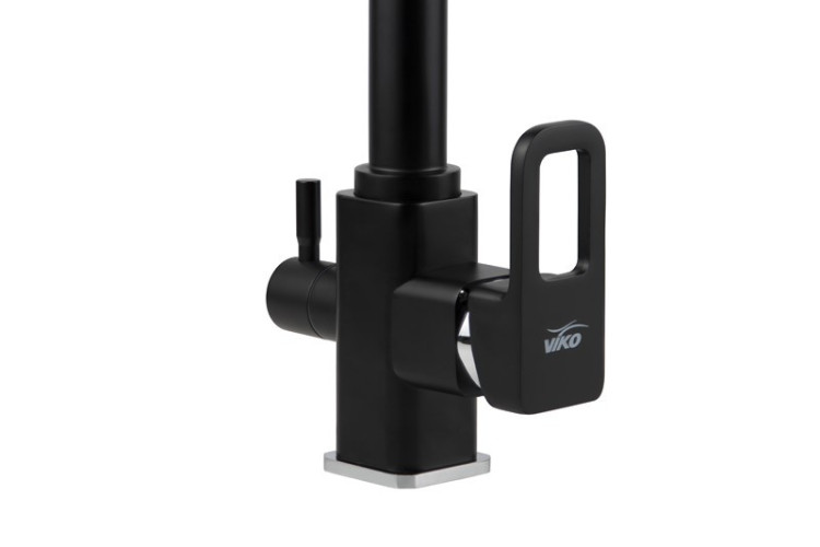 Смеситель VIKO V-5702 для кухни, картридж Ф35мм, под фильтр, латунь, с гайкой, Black matt