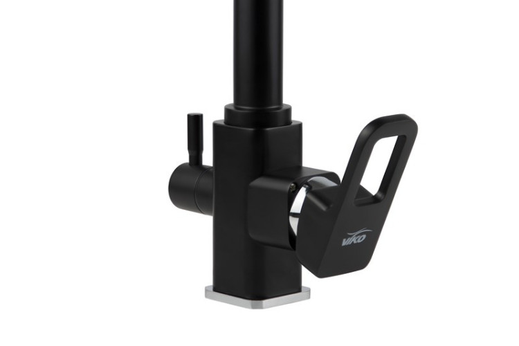 Смеситель VIKO V-5702 для кухни, картридж Ф35мм, под фильтр, латунь, с гайкой, Black matt