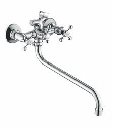 Смеситель VIKO V-1015 для ванны излив 35см, маховики крест керамика, переключатель шаровый