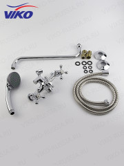 Смеситель VIKO V-1015 для ванны излив 35см, маховики крест керамика, переключатель шаровый