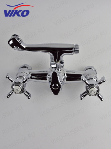 Смеситель VIKO V-1115 для ванны, излив 35см, маховики крест керамика, переключатель картриджный