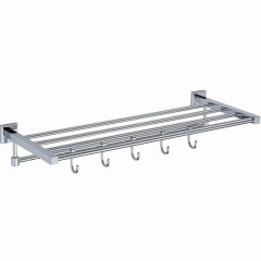 Полка VIKO V-129 Square для полотенец 5 крючков и с держателем, 582х130х232мм (латунь), хром