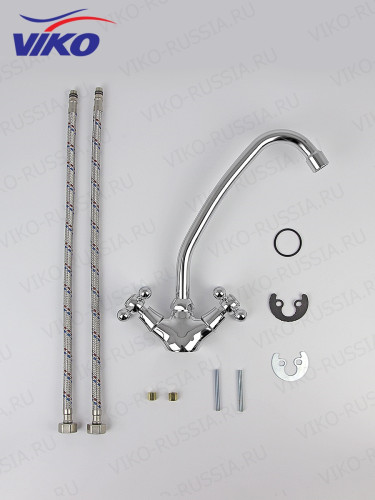 Смеситель VIKO V-1203 для кухни, маховики крест керамика