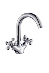 Смеситель VIKO V-1211 тюльпан, маховики крест керамика, излив поворотный, низкий