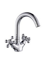 Смеситель VIKO V-1211 тюльпан, маховики крест керамика, излив поворотный, низкий