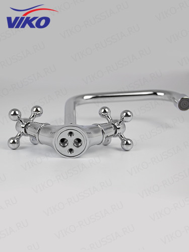 Смеситель VIKO V-1213 Ёлка для кухни, маховики крест керамика