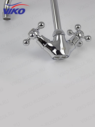 Смеситель VIKO V-1213 Ёлка для кухни, маховики крест керамика