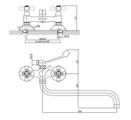Смеситель VIKO V-1225 для ванны
