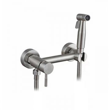 Смеситель VIKO V-4958 настенный под биде d25 с гигиеническим душем (латунь) Silver