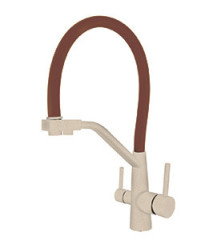 Смеситель VIKO V-5810 для кухни, картридж Ф35мм, с гибким коричневым изливом, под фильтр, бежевый