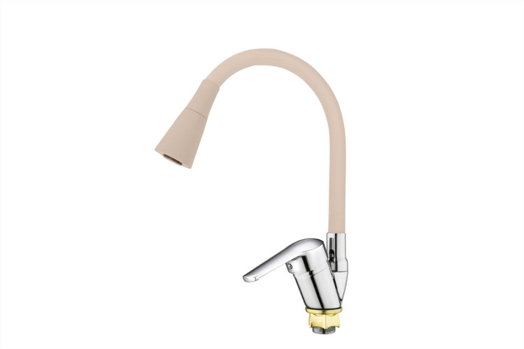 Смеситель VIKO V-3514 боковой с гибким изливом, 2-режима, Ø35, с гайкой, песочный