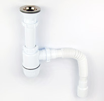 Сифон VIKO VS-102 1-1/2"x Ø40 с решёт. Ø70мм из нерж., c гофротрубой Ø40/50, 800мм