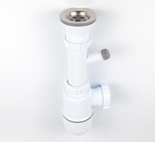 Сифон VIKO VS-110 1-1/2"xØ40 с решёт Ø70мм из нерж. стали, с отводом для стир. машины