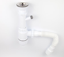 Сифон VIKO VS-112 1-1/2&quot;xØ40 с решёт. Ø70мм из нерж., с отводом для стир. машин. c гофротр. Ø40/50, 800мм