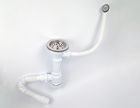 Сифон VIKO VS-155 3-1/2&quot;xØ40 с решёт. Ø115мм из нерж., с круг. переливом и гофротр. Ø40/50, 800мм