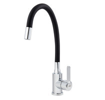 Смеситель VIKO V-4432 для кухни, картридж Ф35, с гибким изливом, черный, с гайкой