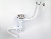 Сифон VIKO VS-157 3-1/2&quot;xØ40 с решёт. Ø114мм из нерж., с квад. переливом и гофротр. Ø40/50, 800мм