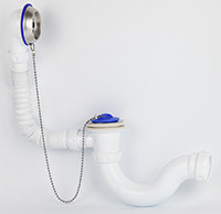 Сифон VIKO VS-220 прямот. д/ванны 1-1/2&quot;х40 с решёт. Ø70мм из нерж. и перел. с пробкой на цепочке