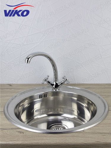 Смеситель VIKO V-2313 для кухни, маховики крест, излив поворотный