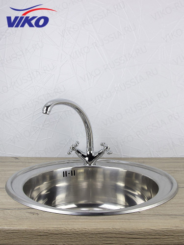 Смеситель VIKO V-2313 для кухни, маховики крест, излив поворотный