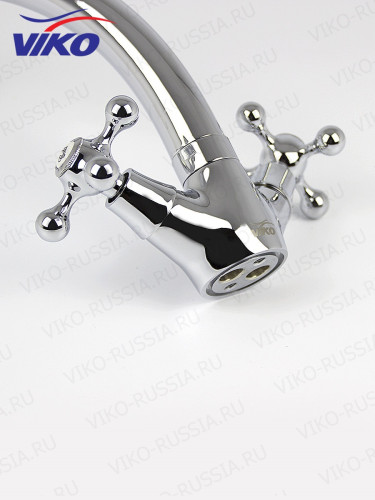 Смеситель VIKO V-2313 для кухни, маховики крест, излив поворотный