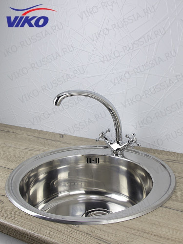 Смеситель VIKO V-2313 для кухни, маховики крест, излив поворотный