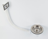 Выпуск VIKO VS-412 для сифона 3-1/2&quot; с решёт. из нерж. стали и квад. гориз. переливом