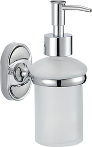 Дозатор VIKO V-451 Metallic настенный, для жидкого мыла, нержавеющая сталь/стекло, хром