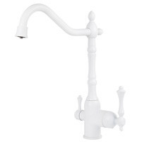 Смеситель для кухни с краном для питьевой воды VIKO V-5344(латунь) O35 White (белый)