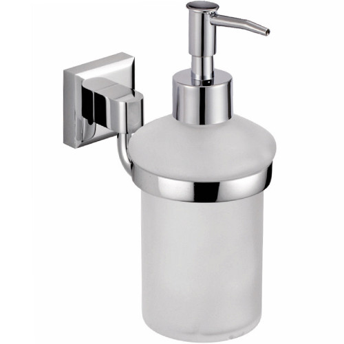 Дозатор VIKO V-151 Square для жидкого мыла, настенный, (латунь/стекло) хром