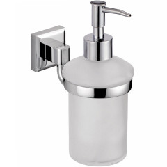 Дозатор VIKO V-151 Square для жидкого мыла, настенный, (латунь/стекло) хром