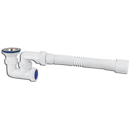 Сифон VIKO VS-203 для душевого поддона 1-1/2"х40 с решёткой Ø70мм из нержавеющей стали, с гофротрубой Ø40/50, 600 мм