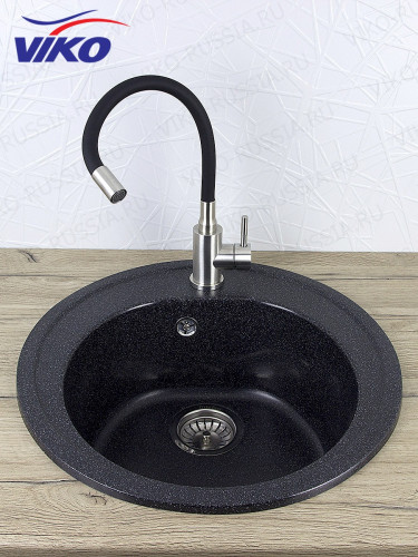 Смеситель VIKO V-4428 для кухни, с гибким изливом, чёрный